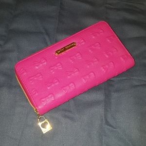 Betsey Johnson Pink Embossed Bow Wallet